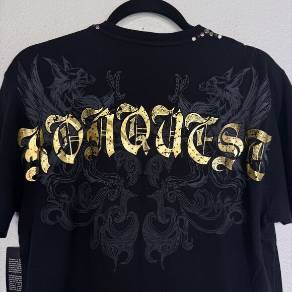 Konquest Shirt Mens Medium Guitar Cross Metallic Tee Tshirt Y2K Grunge Rock NEW - Picture 7 of 10